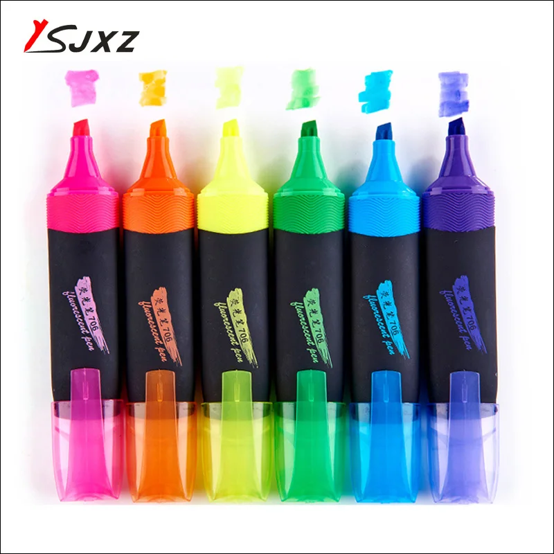 

6 colors/set cute Highlighter Children Stroke Key Mark with Large Capacity Color Small Fresh Marker Pen
