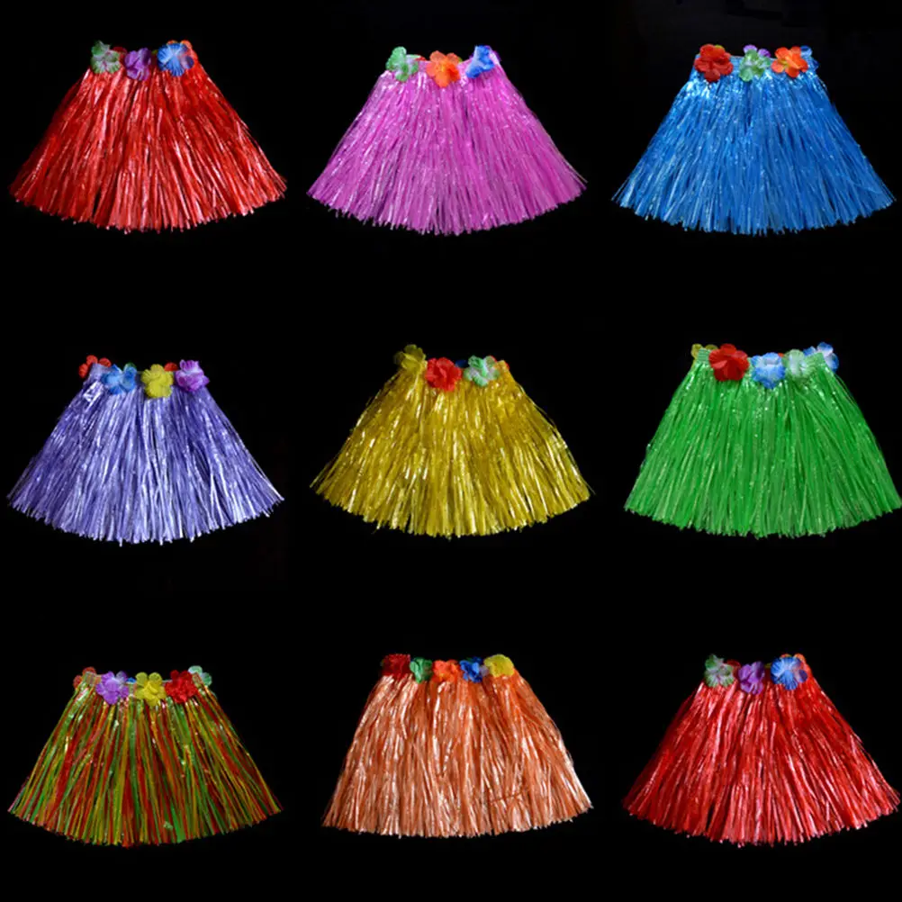 Vatio declaración vestir Faldas de hierba de fibra de plástico para niños, falda Hula, disfraces  hawaianos de 30CM, 10 colores, venta al por mayor - AliExpress