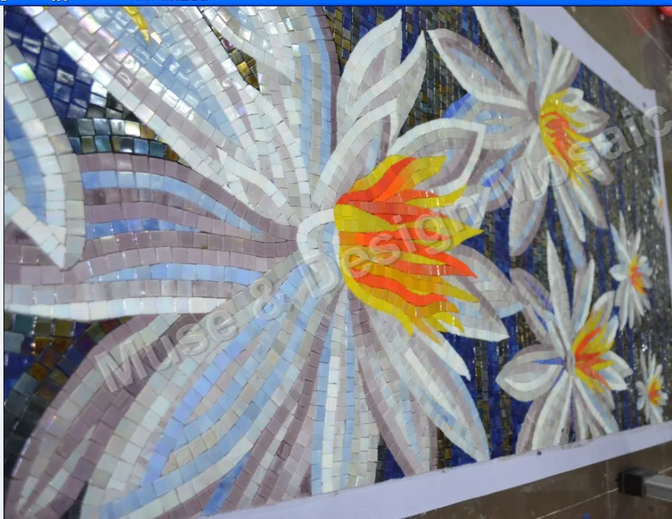 Mural Lotus Flower Art Ice Jade Glimmer Gl Mosaic Tile For Mural Lotus Flower Art Ice Jade Glimmer Gl Mosaic Tile For Bathroom Living Room Hotel Hall Wall Ceiling Floor In Wallpapers From Home