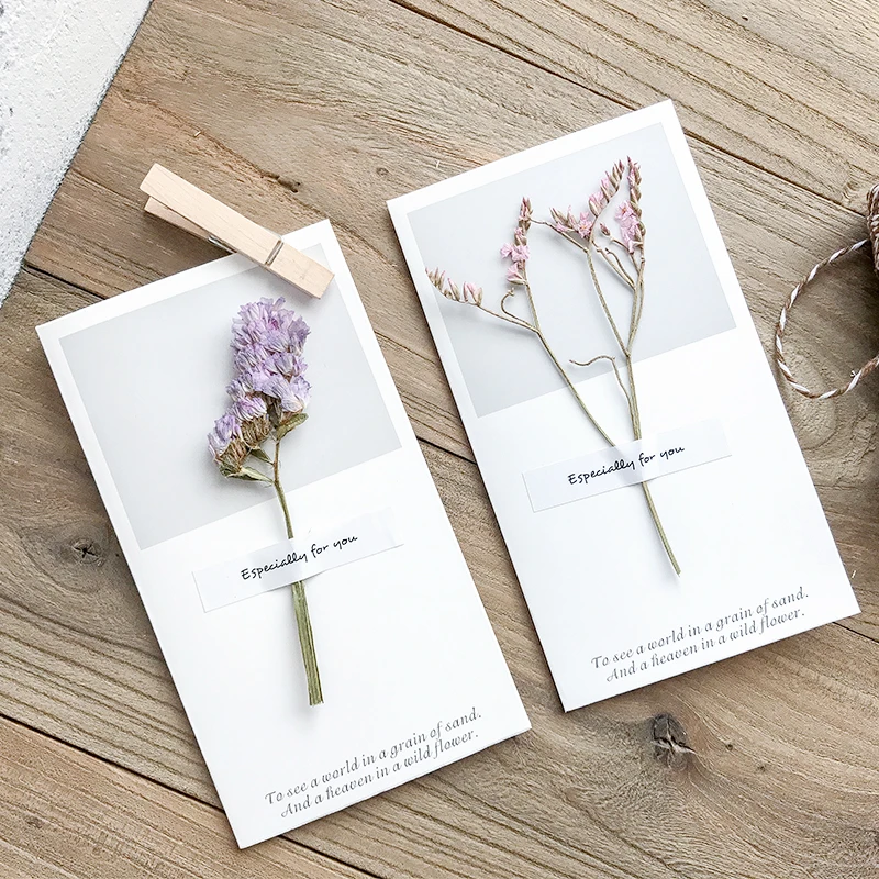 

1pc Creative birthday card Dry flower Thanksgiving blessings card Message card Holiday supplies