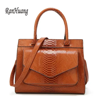 

RanHuang 2019 Fashion Women Serpentine Handbags High Quality Pu Leather Handbags Ladies Large Shoulder Bags Messenger Bags