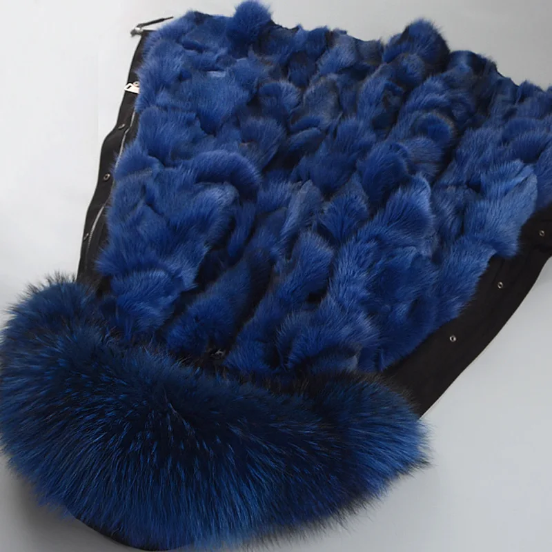 

Stars large size women's Parker fox fur coat raccoon fur collar female Europe and America winter men and women coat 5XL