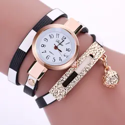 Лидер продаж Мода Повседневное наручные часы кожаный браслет смотреть Для женщин часы роскошные золотые Для женщин часы Saat Relogio Feminino