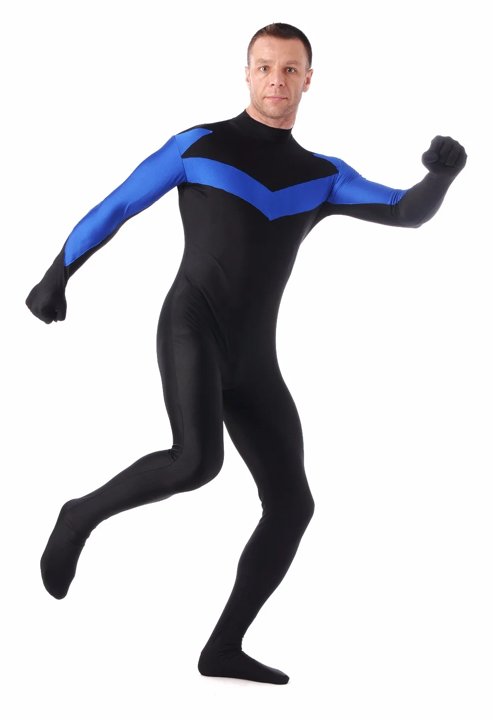 S XXXL Hooded Nightwing Superhero Costume Bodysuits Lycra Spandex