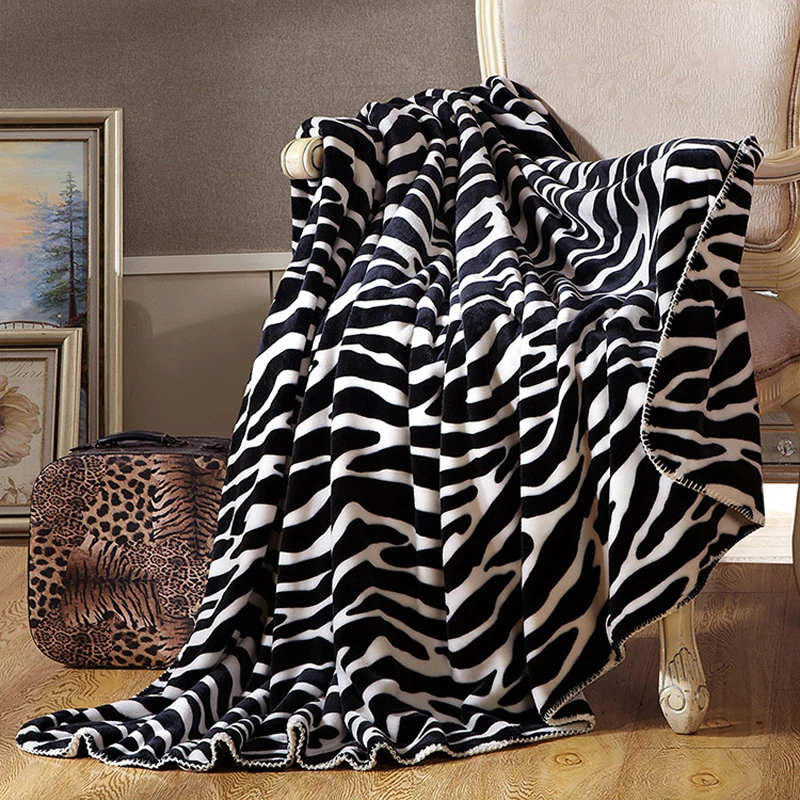 double face zebra stripes fashion thick blanket 200x230cm travelhotelsofa throws or decorative plaids queen size soft bedsheet - Decorative Throws double face zebra stripes fashion thick blanket 200x230cm travelhotelsofa throws or decorative plaids queen size soft bedsheet - Decorative Throws