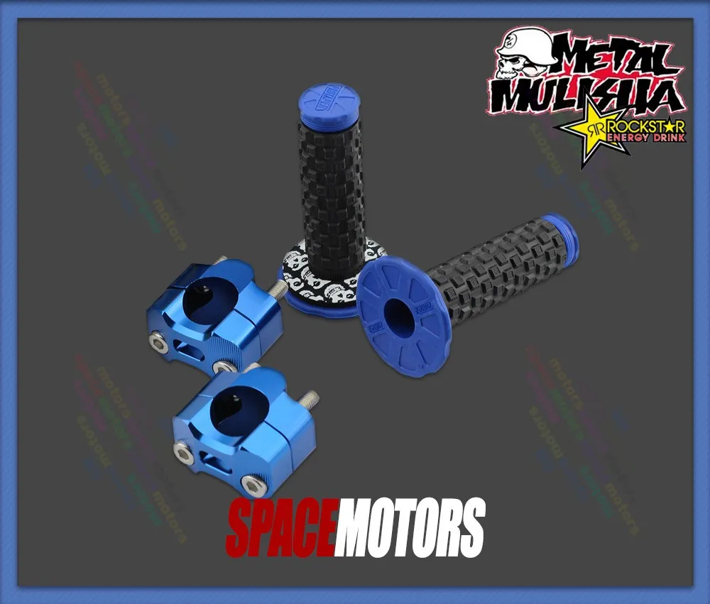 Синий mulisha fat bar 28 мм комплект зажимы руля grip pad Мотоцикл dirt pit bike fmx stunt YZ YZF WR XG 150 225 250 450