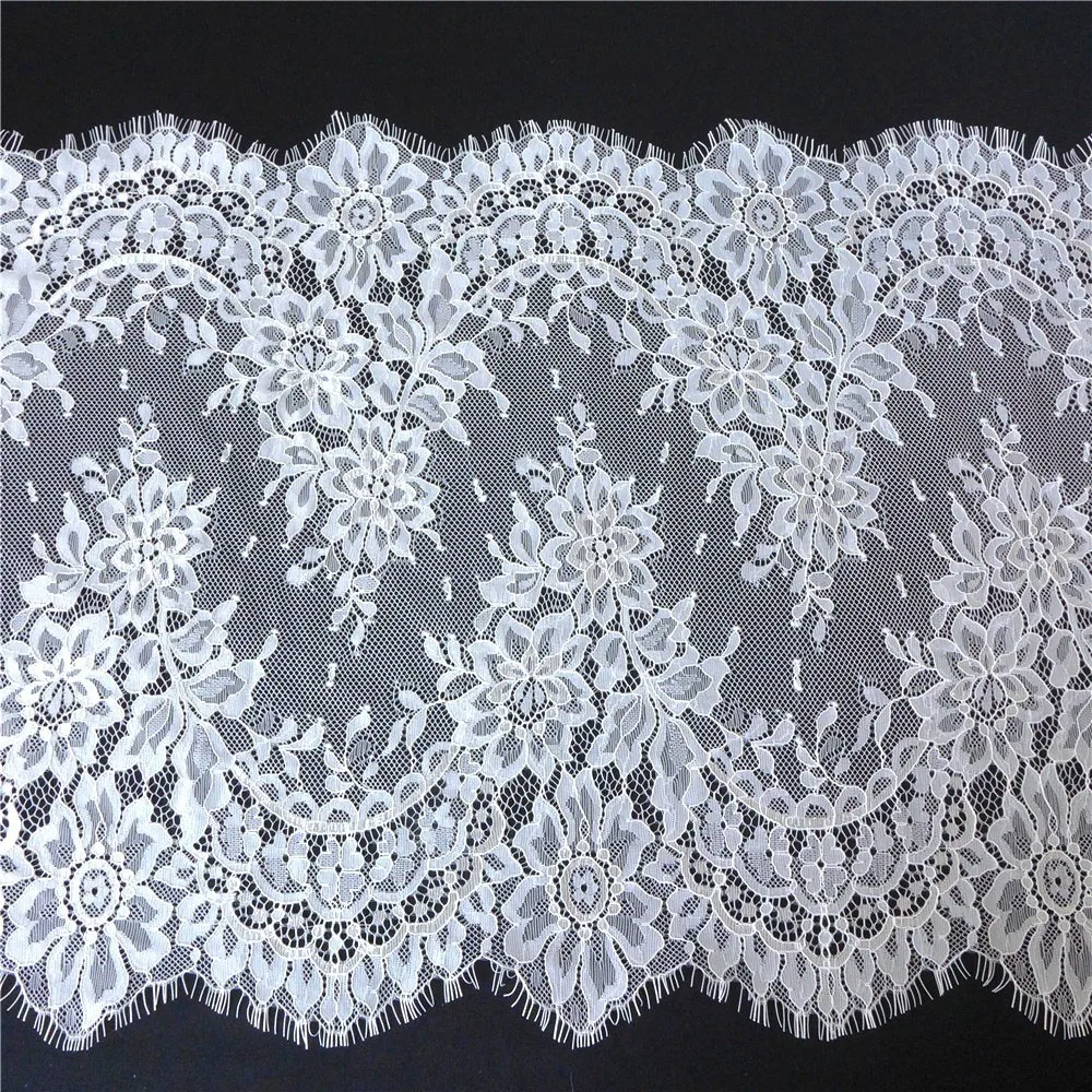 3 метра Белый/Черный Французский Шантильи ресниц кружевной ткани для свадебного платья, Мантилья, Таблица бегунов