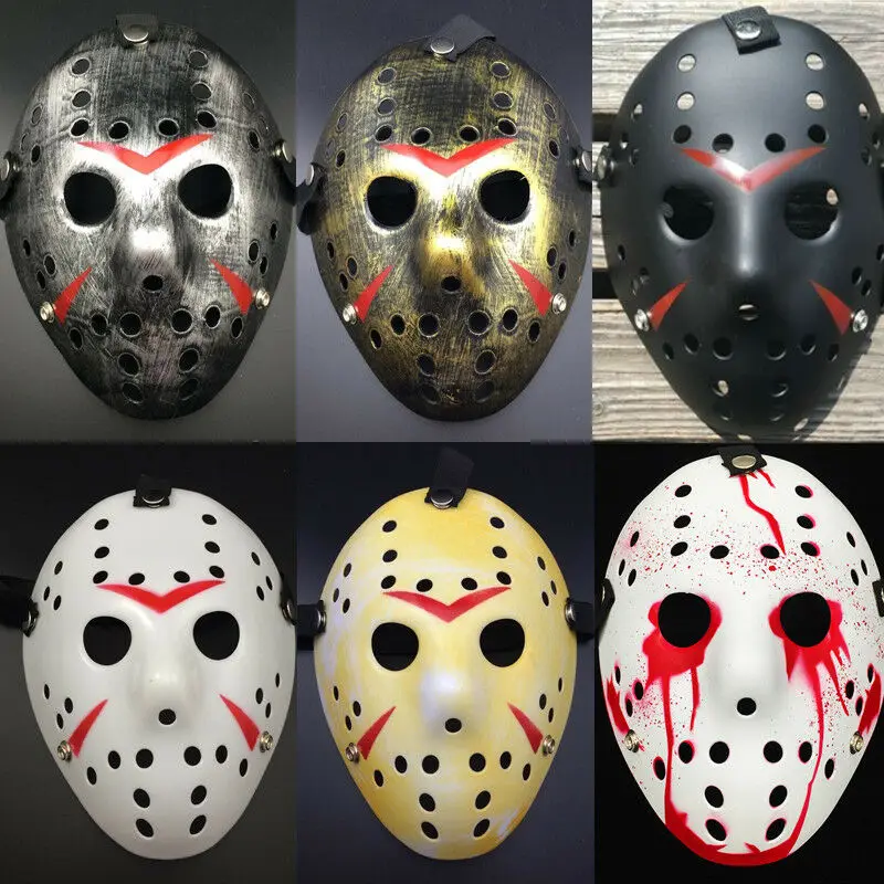 

Stylish NEW Jason Voorhees Friday the 13th Horror Movie Hockey Mask Scary Halloween Party Mask with elastic Strap Full Face