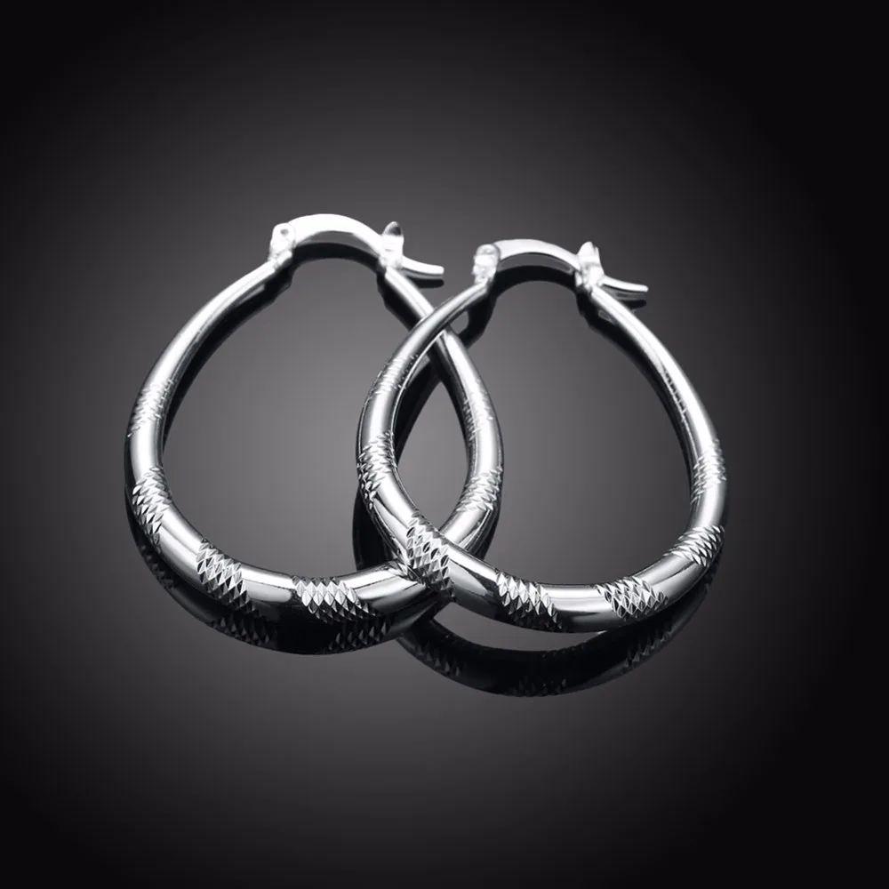 925 pure silver plated women's Big Hoop earrings Simple fashion woman
