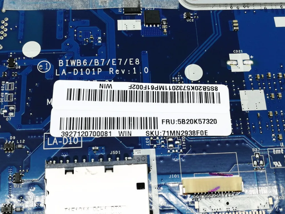 BIWB6/B7/E7/E8 LA-D101P материнская плата для lenovo Ideapad B51-80 материнская плата портативного компьютера с SR2EY I5-6200U FRU: 5B20K57320 Протестировано