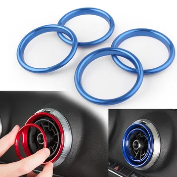 

Auto Car Interior Air Vent Outlet Ring Cover Trim For Audi Q2L A3 S3 8V 2012-2019 4Pcs/set Blue