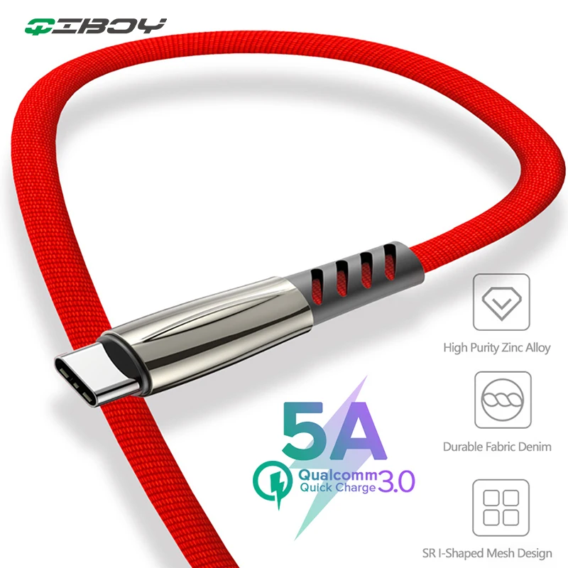 

5A Micro USB Cable Fast Charging Cable For iphone X Samsung Xiaomi9 Type C Mobile Phone Data Usb C Charger Cord Supercharge Wire