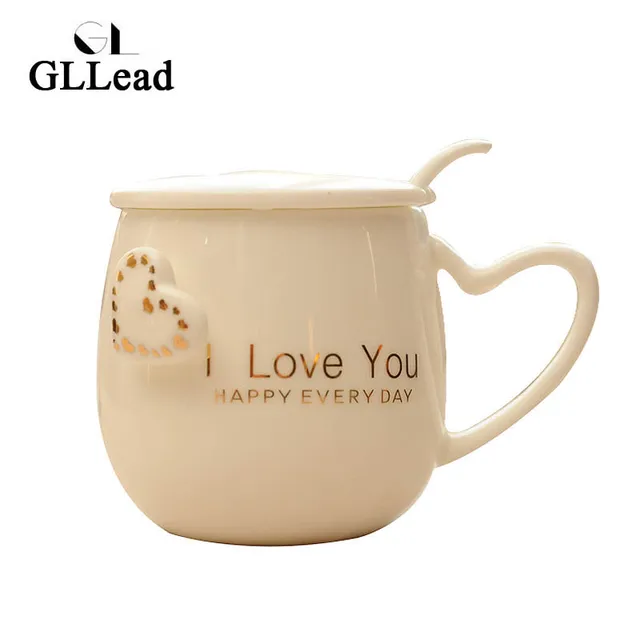Gllead Fashion Modern Golden Pattern Ceramic Coffee Mug Home Milk Gllead Fashion Modern Golden Pattern Ceramic Coffee Mug Home Milk Breakfast Tea Cup Porcelain With Lid