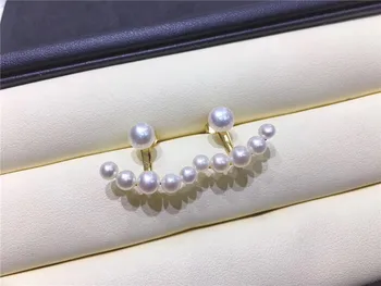 

new natural freshwater cultured pearls Tibetan silver good quality pearl 3-6MM earrings goddess