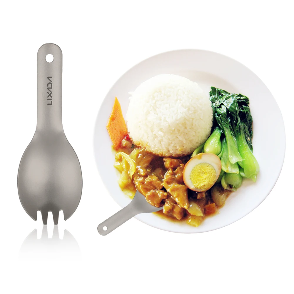 Lixada ложка Spork с короткой ручкой Титановая Ложка Ультралегкая детская ложка на открытом воздухе Кемпинг столовые приборы для пикника Посуда