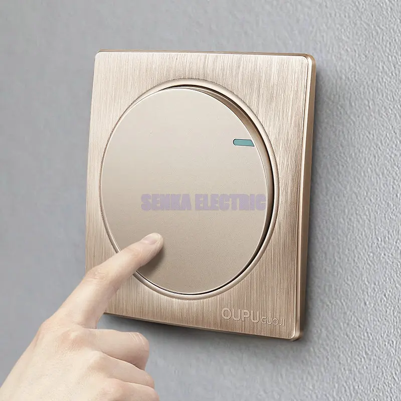 

Luxury Gold Wall Switch 1 Gang 2 Way Brief AC 110~250V Round Panel Wall Switch
