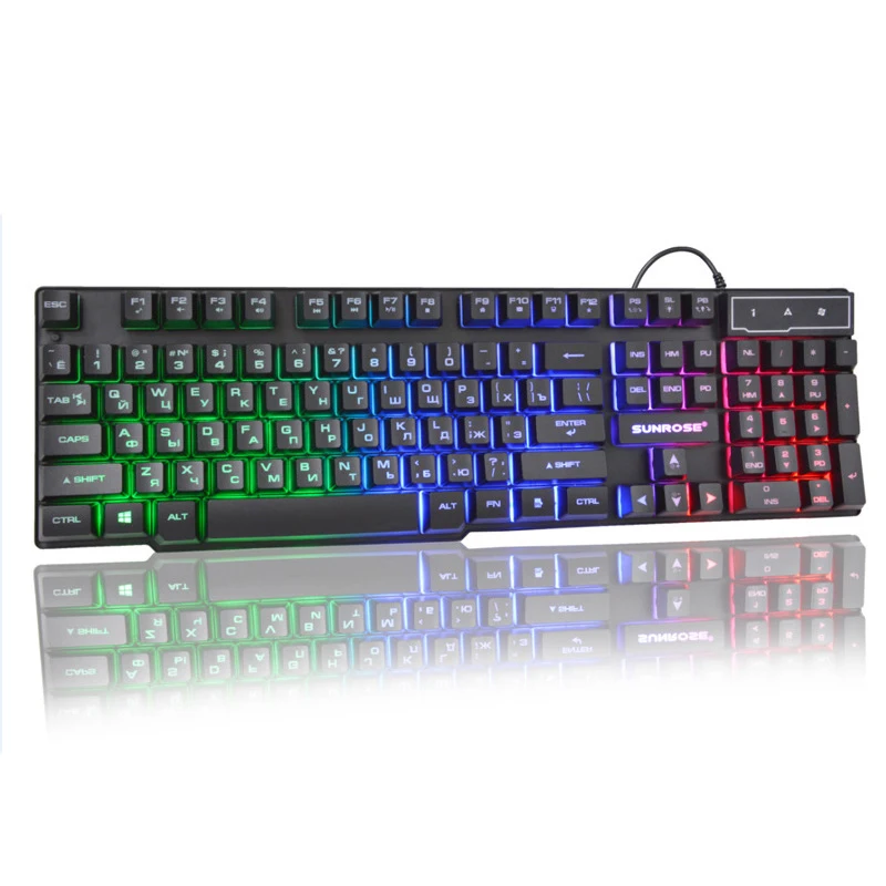 104 ключи Gaming Keyboard K201 USB клавиатура с светодио дный подсветкой английский/Русская клавиатура наклейки Механическая Feel для геймеров