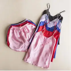 Комплект пикантных кружевных топов романтические шорты комплекты из двух предметов женские кружевные пижамы цвета