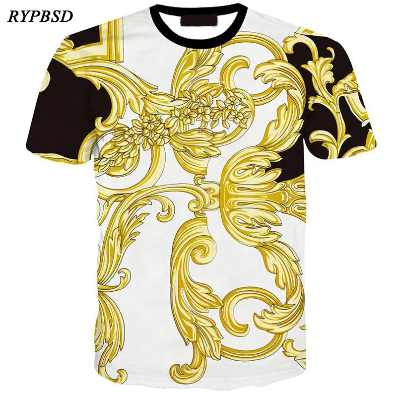 Luxury Brand Design 3D Printed Gold Palace Flower T-shirt Men 2019 Summer Breathable Short Sleeve Harajuku Swag tee shirts Tops | Мужская