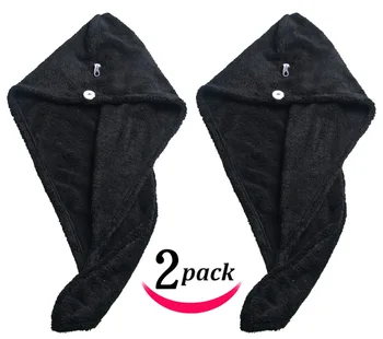 

Sinland Microfiber Twist Hair Turban Drying Towel Head Wrap Cap Ultra Absorbent Great Gift For Women 25cmx65cm Two Pieces Black