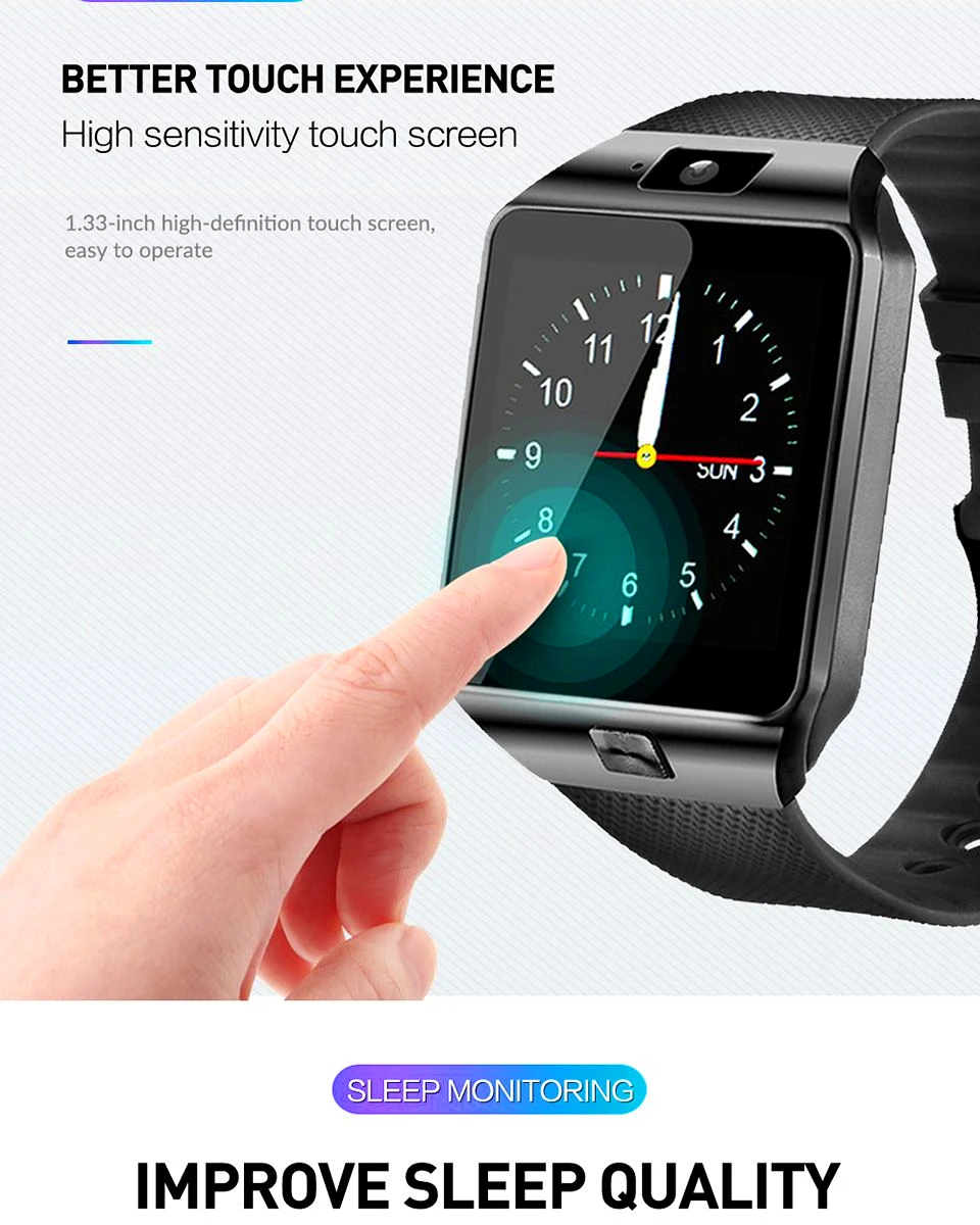 Смарт-часы с сенсорным экраном dz09 с камерой, Bluetooth наручные часы, sim-карты, Смарт-часы для Ios, Android телефонов, поддержка нескольких языков