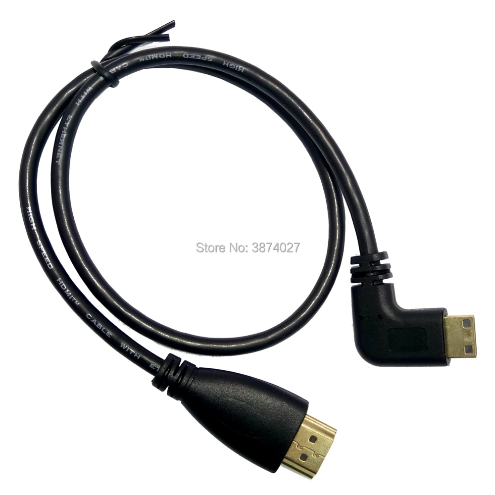 0,5 м угол 90 градусов мини HDMI к HDMI Мужской M/M Кабельный разъем V1.4 для цифровой зеркальной видеокамеры ЖК-монитор