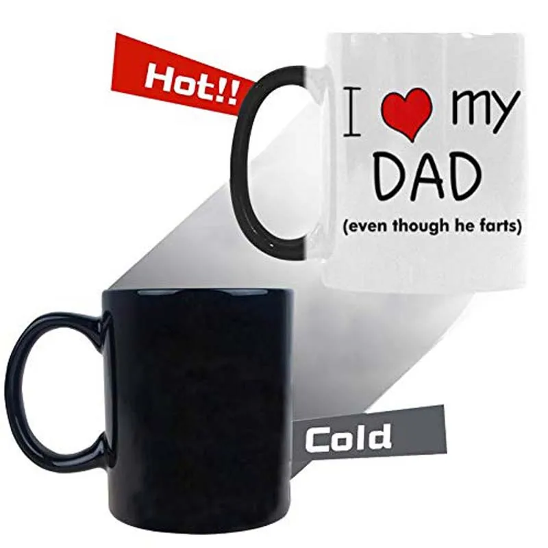 

Father's Day Gift Mug - 11oz I Love My Dad Even Though He Farts Color Changing Mug Coffee Tea Mugs Cup for Dad / Daddy / Father