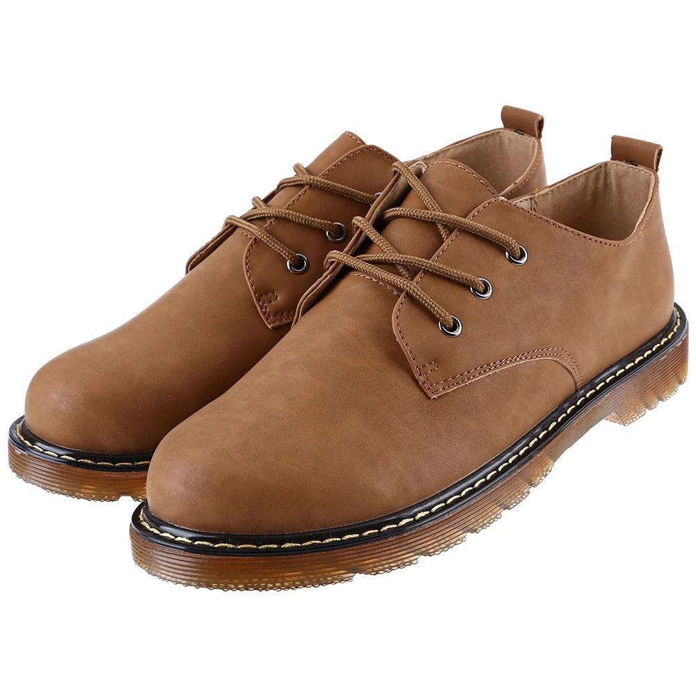 

Retro England Style Round Toe Casual Shoes Men Spring Autumn Waterproof Solid Lace-up Man Flat With Pu Leather Outdoors Shoe