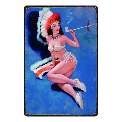 Pin UP Girl винтажные оловянные знаки красота металлическая пластина стена Паб Магазин Ресторан домашний Ретро Художественный Декор металлический плакат Куадрос DU-1941 - Цвет: DU1942