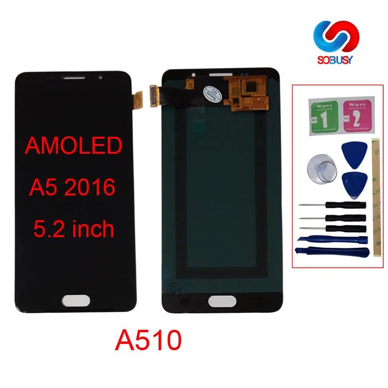 100% тест супер AMOLED LCD для SAMSUNG Galaxy A5 2016 ЖК-дисплей A510 A510F A510M A510Y кодирующий