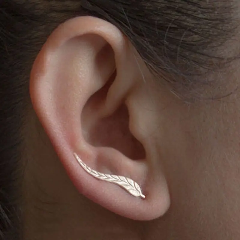 

Boho Simple Earrings for Women Ear Clip Silver Gold Ear Metal Leaf Ear Cuff Earing Fashion Jewelry