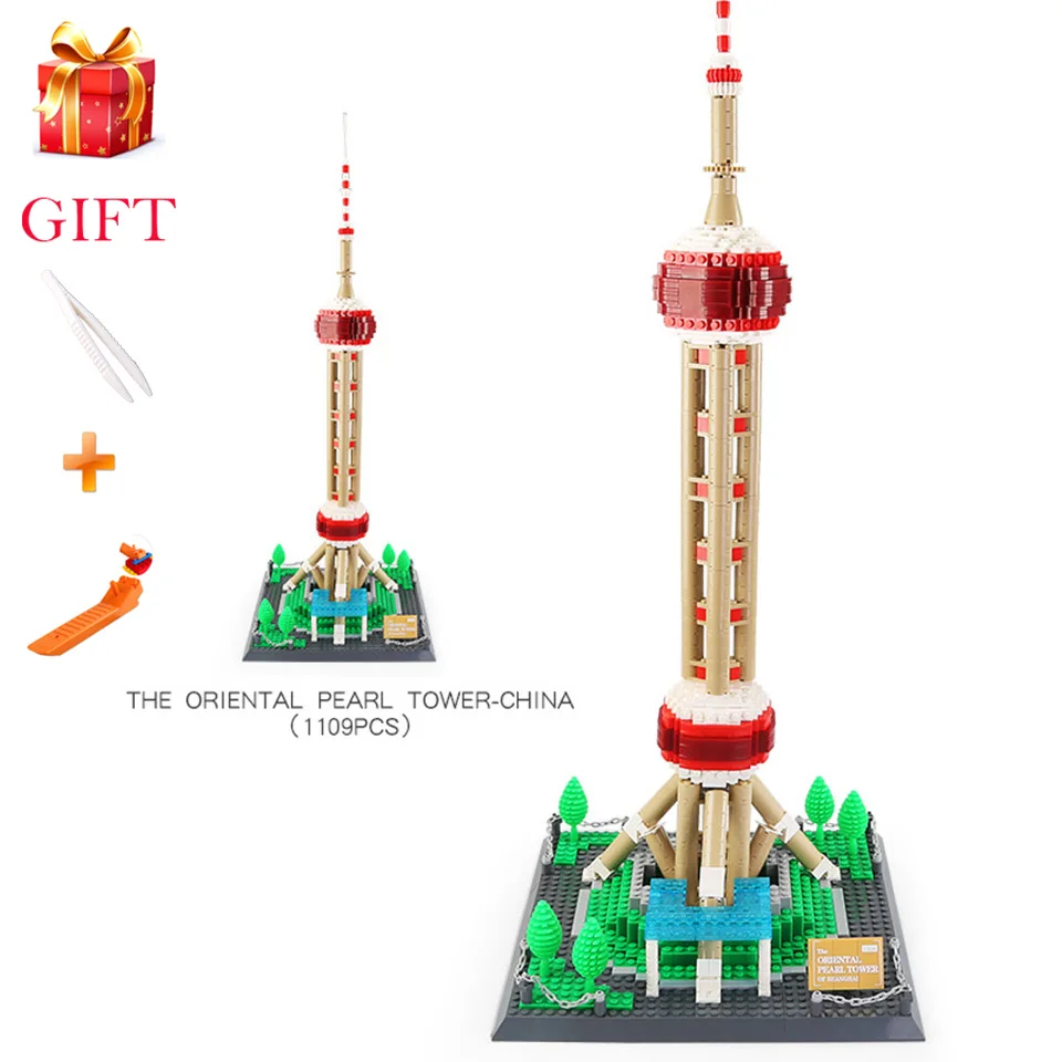 

Micro Diamond China Shanghai Oriental Pearl Tower Building Blocks Architecture Assemable Bricks Model Children Educational Toys