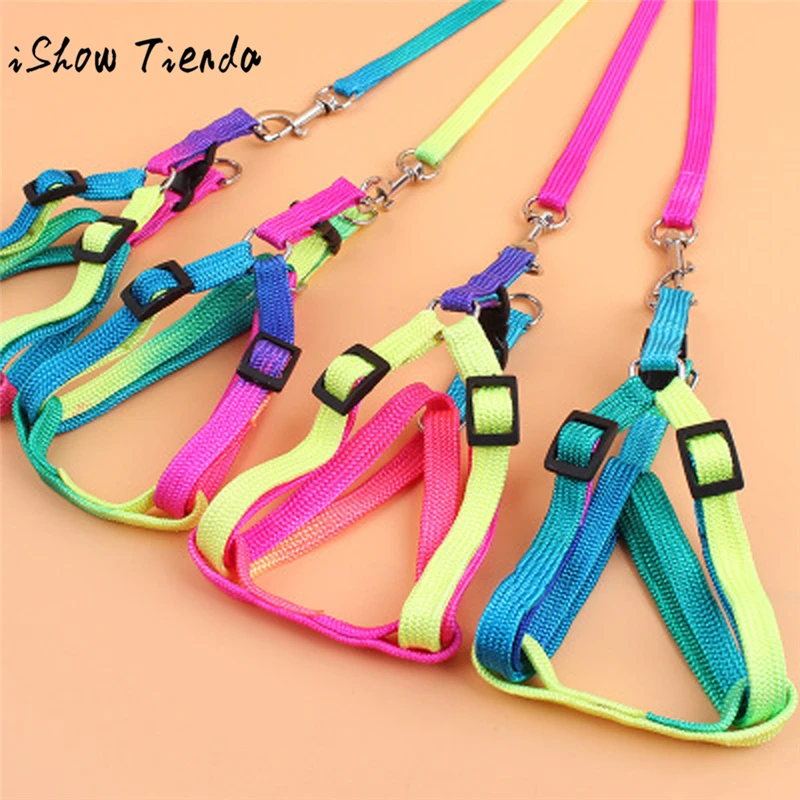 

Nylon Pet Cat Dog Kitten Adjustable Colorful Harness Lead Leash Collar Belt Pet Products for Large Dog Harness Dog Leads
