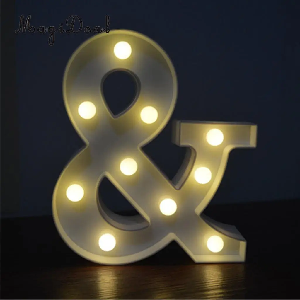 MagiDeal  LED Light Up Alphabet Letter Lights Plastic Letters Standing Hanging Sign Home Office DIY Decor	