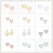 SHINETUNG TIFF S925 Стерлинговое Серебро в форме сердца Оливковый лист модные серьги женские логотип изысканные роскошные высококачественные ювелирные изделия