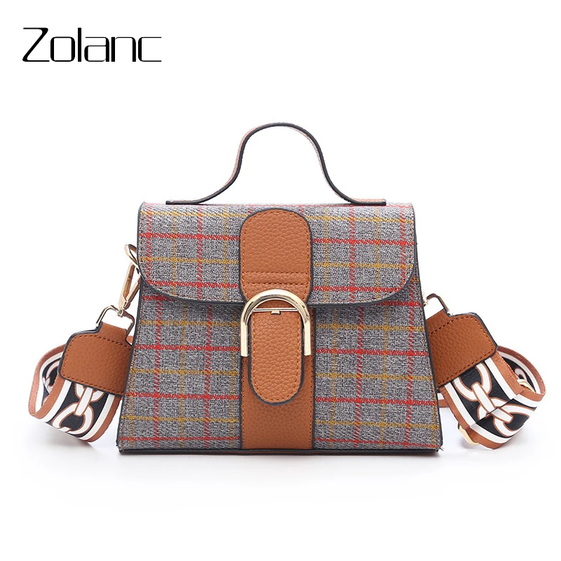 

Lattice Stripe Woolen Messenger Bag Retro Fashion Variety Hidden Zipper Pocket Handbag Shopping Commuting Small Shoulder Bags