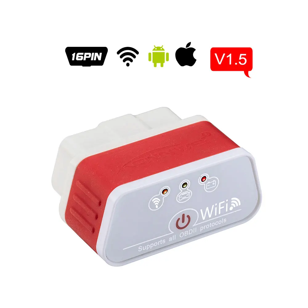 ELM327 V1.5 wifi OBD2 автоматический диагностический инструмент OBD KONNWEI KW903 wifi для IOS/Android KW903 wifi ELM 327 v1.5 Автомобильный сканер - Цвет: kw903 white red