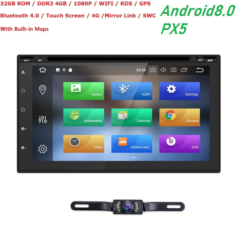 

7" Octa Core Android 8.0 2din 4G RAM 32G ROM Car Radio Universal GPS Navigation Stereo Audio HD 1024*600 WIFI DVR DAB+ TPMS OBD