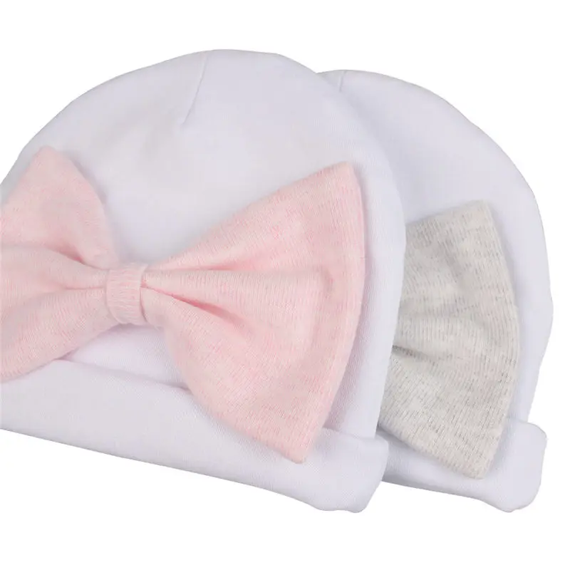 White Baby Beanie Hat Big Bowknot Newborn Boys Girls Hospital Cap High Quality Pure Cotton Soft Comfortable Infant Skull Hat Cap 2019 New (14)