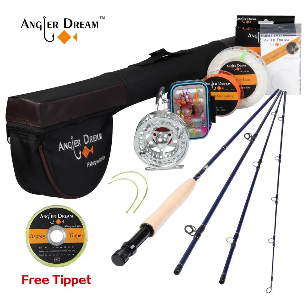 Angler Dream Classic 3/4# Fly Rod Fly Reel катушка спиннинга линия приманка коробка сумка подложка линия палантин набор Удочка комбо - Цвет: SILVER WHITE