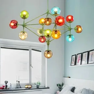 Beanstalk chandelier American minimalist Nordic creative LED elements iron glass ball chandelier for living room restaurant