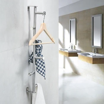 

Towel bar 304 stainless steel brushed vertical wall hanging clothes rail towel hook Hanging rod wx7201614