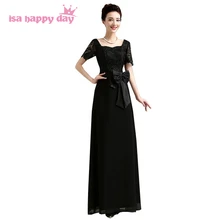 Мать невесты кружева женская одежда с коротким рукавом женское платье вечернее длинное формальное элегантное черные платья для свадеб 2924