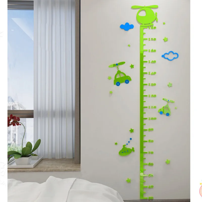 Мультяшные акриловые наклейки для измерения высоты автомобиля для детской комнаты, спальни, ПВХ, водонепроницаемые, для роста, 3D клейкие, съемные, высота, линейка - Цвет: 03