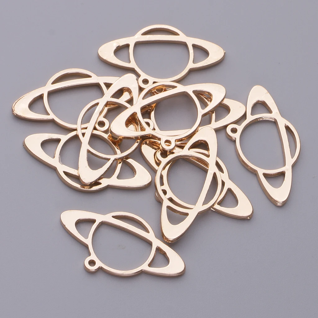 10x Planet Shape Metal Open Bezel Frame Pendant DIY UV Resin Settings Jewelry Making Charms Accessories