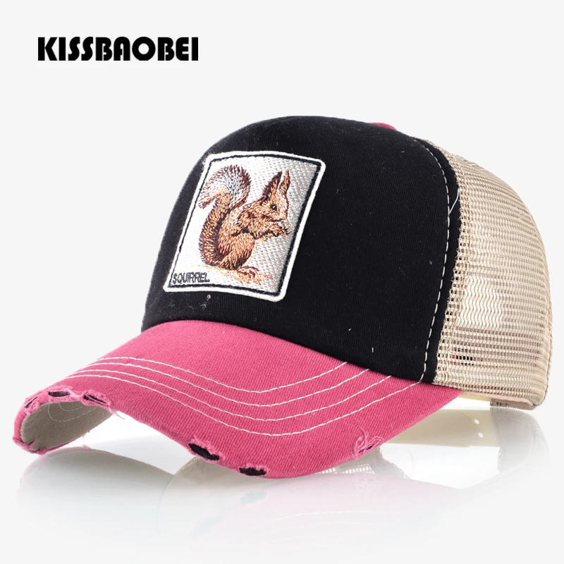 Squirrel Embroidery Animal Baseball Cap Men Women Snapback Caps Casual