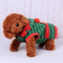 

Winter Dog Clothes Soft Hoodied Pet Coat Christmas Costume Xmas Party Striped Red Winter Warm Small Dog Clothing