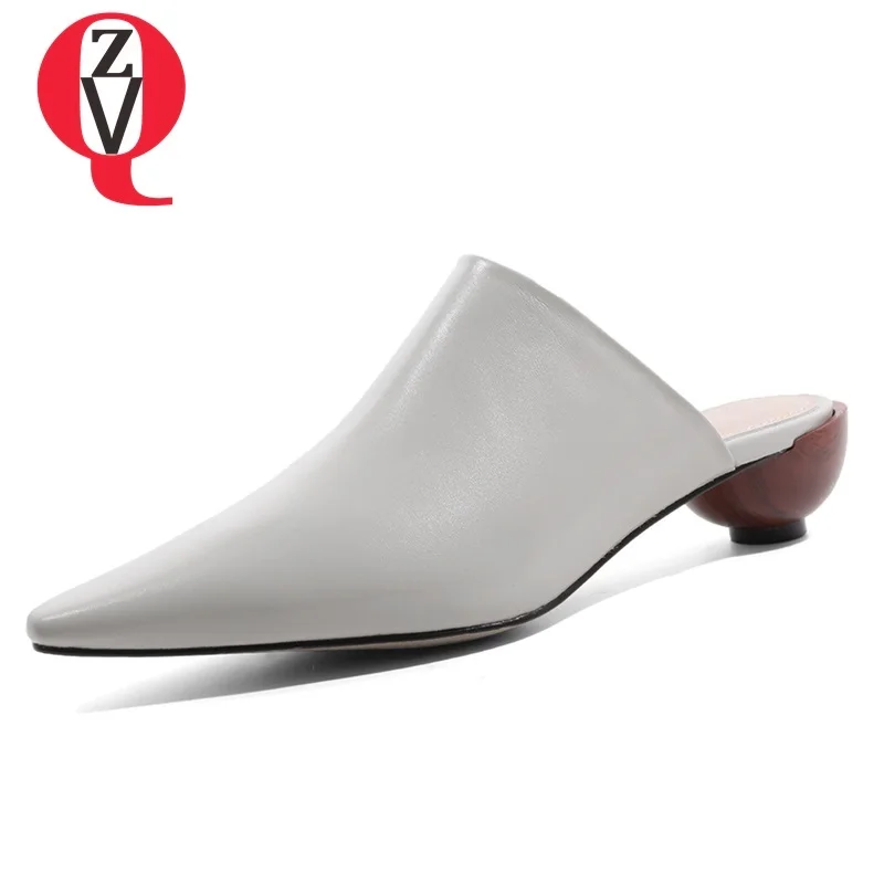 

ZVQ shoes woman 2019 summer new fashion sexy med strange style pointed toe woman slippers outside slip-on plus size mules shoes
