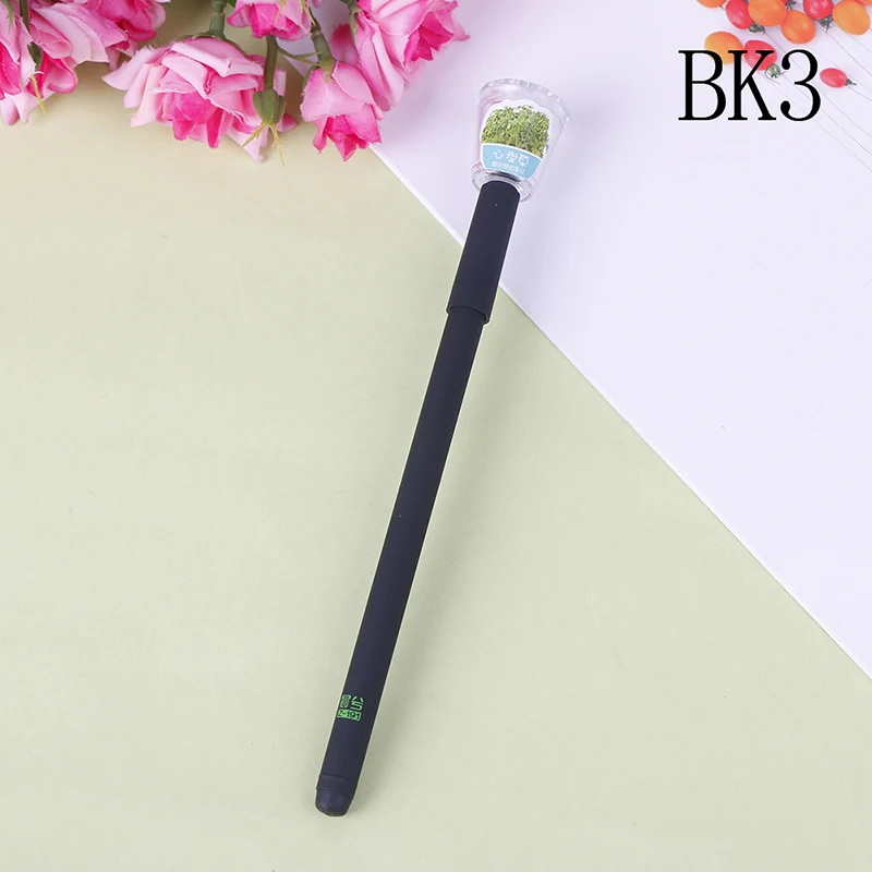 0,5 мм черная Милая растительная гелевая ручка канцелярские принадлежности креативные подарки для школы и офиса поставка милый сад растут трава гелевая ручка Kawaii горшечные ручки - Цвет: BK3