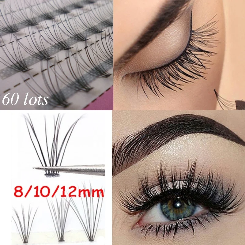 

8/10/12mm Individual Eyelashes 60 Pcs False Eyelashes Professional Makeup Clusters Eye Lashes Grafting Fake Eyelashes Extension